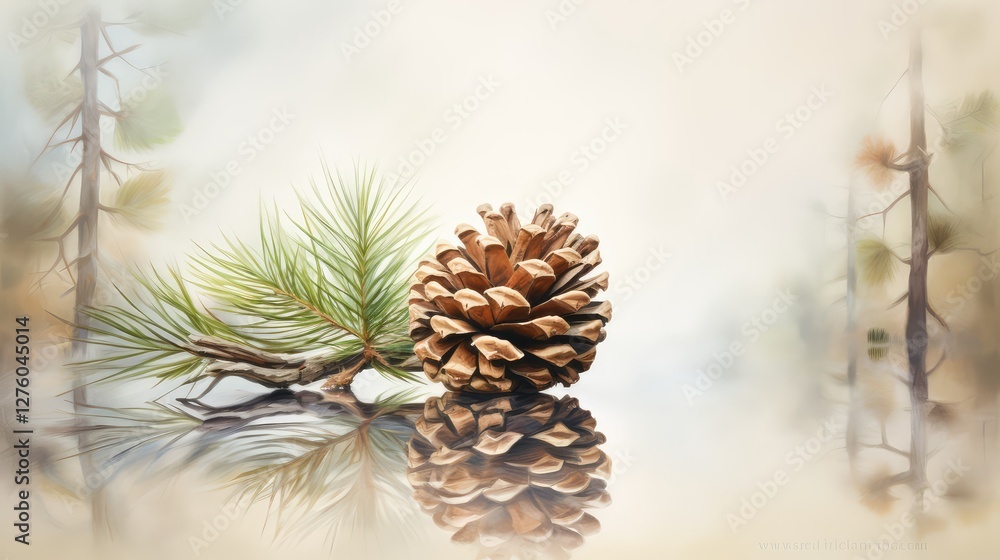 Fototapeta premium hues water color pinecone