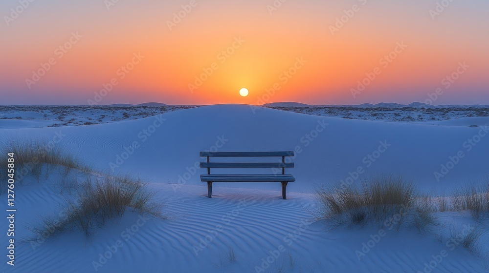 Empty bench desert sunset Empty bench desert sunset
