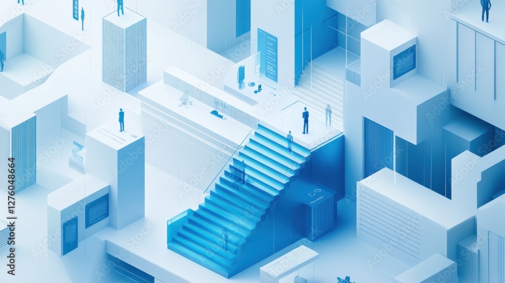 SaaS pricing strategy infographic, modern tech illustration, blue and white colors, return on investment concept SaaS pricing strategy infographic, modern tech illustration, blue and white colors, return on investment concept