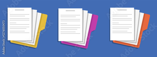 Documents, documents icon, folded documents in a folder. Background image, vector illustration, postcard, poster.