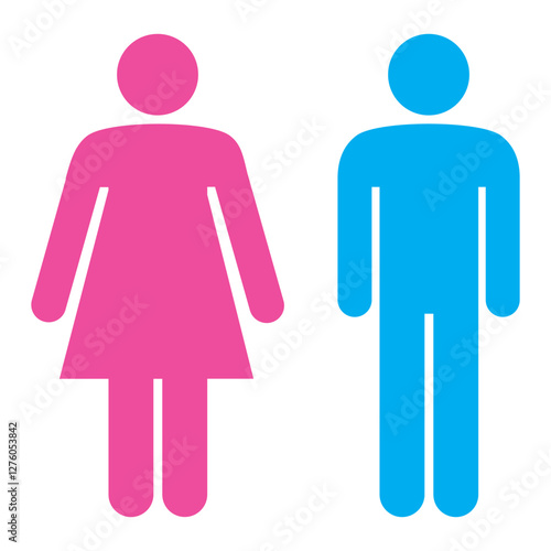 Female and male toilet icons vector illustration. Man and woman toilet signs, gender symbols.