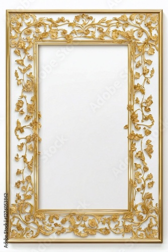 Obraz na płótnie Elegant Thin Frame on a White Background with a Golden Border, Perfect for Persian Design w salonie