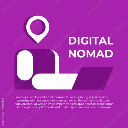 Digital nomad. Freedom to work anywhere by using computer with internet. Work and travel freelancer, remote job concept. Ai Robot searching location for working.