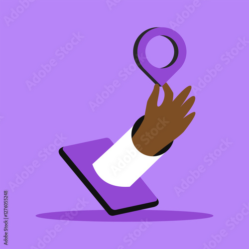 Digital nomad. Freedom to work anywhere by using computer with internet. Work and travel freelancer, remote job concept. Man working in app. Flat vector illustration.