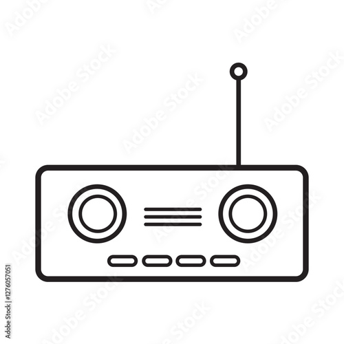 illustration of radio with two speaker and antenna outline