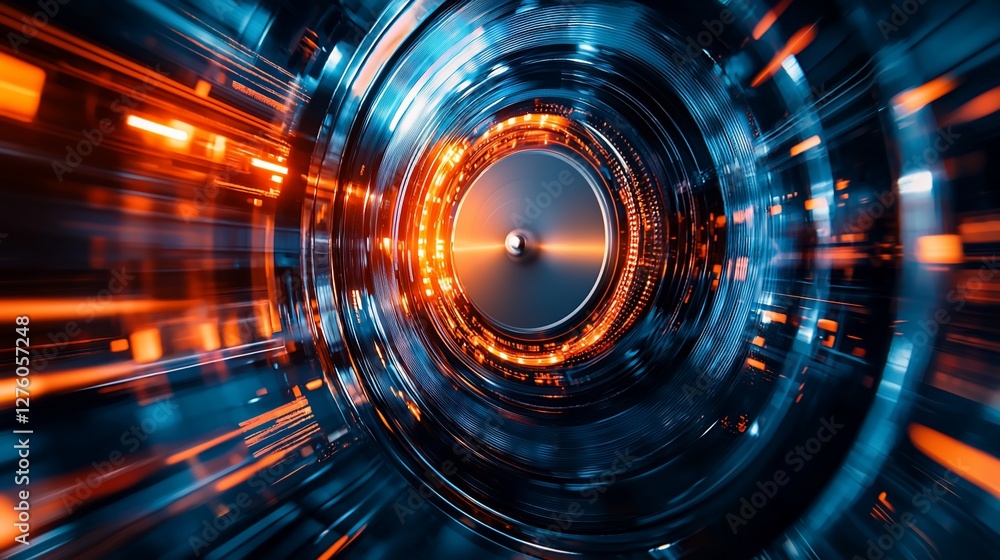 Obraz premium Abstract circular light trails, futuristic technology background.