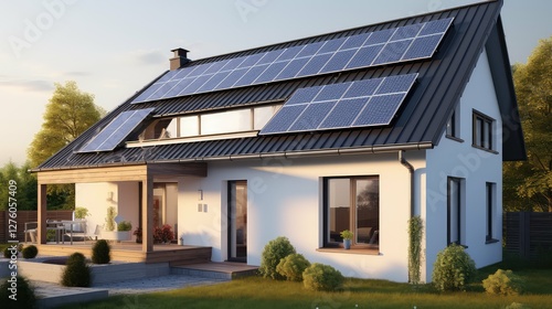 Wallpaper Mural photovoltic solar panels on a house Torontodigital.ca