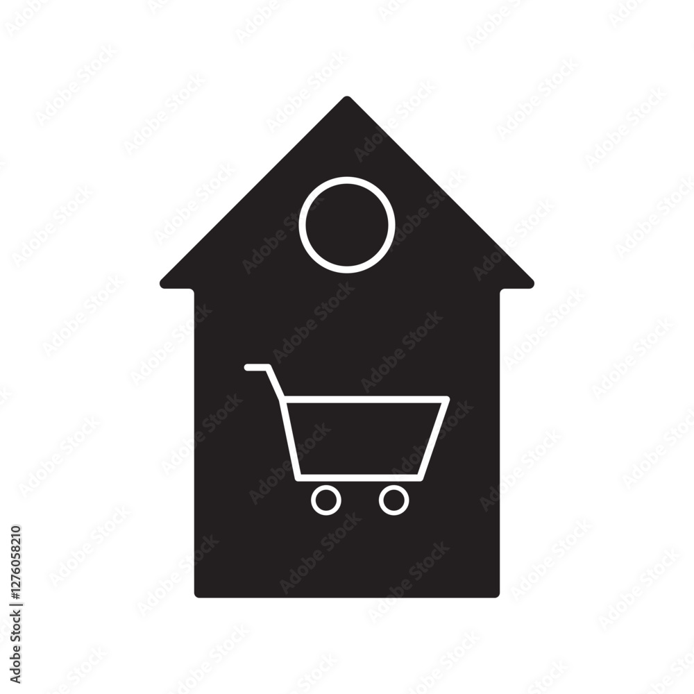 Illustration of shop house with chart for design. icon Illustration of shop house with chart for design. icon
