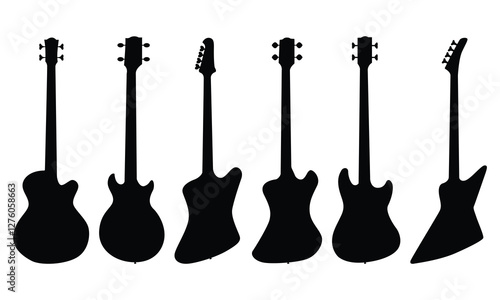 Collection of different shaped guitar and bass silhouettes