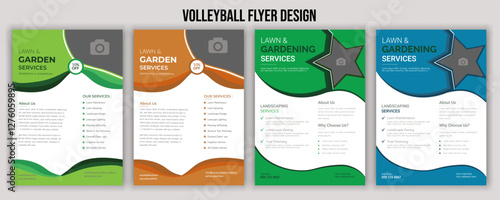 Flyer design template for lawn and gardening services. Design of a poster leaflet for gardening and tree services. Agricultural business flyer template, magazine, cover, poster design, booklet, cover,