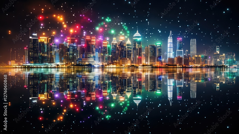 Obraz premium skyline sparkling lights