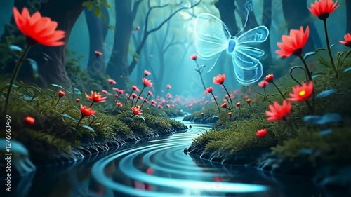 flowers and water in the forest