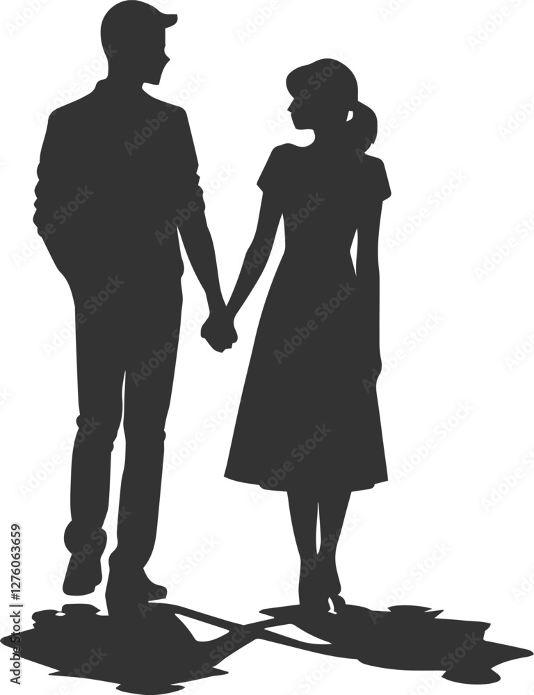 Romantic loving couple silhouette vector happy moment. Romantic loving couple silhouette vector happy moment.