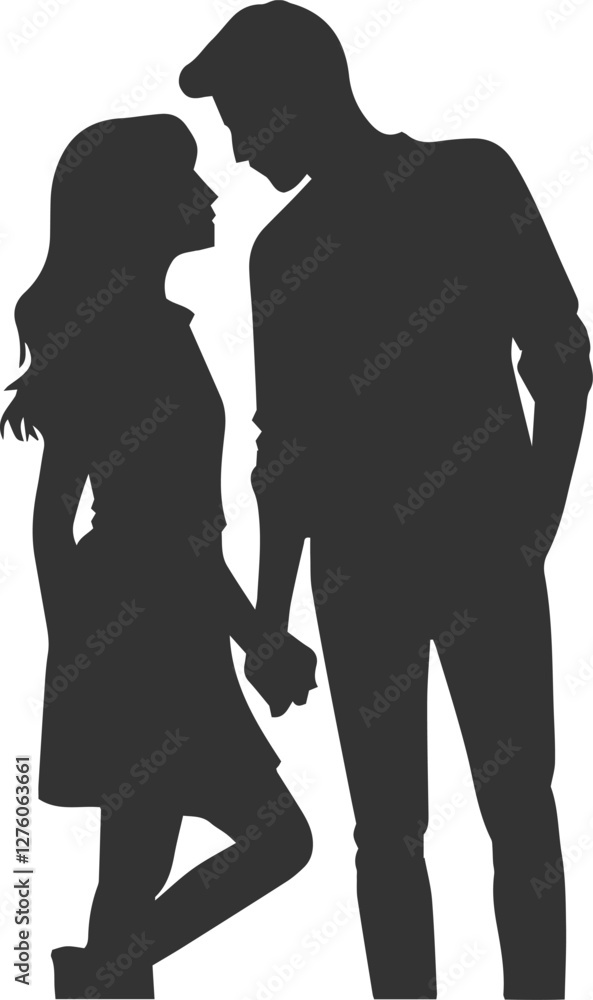 Romantic loving couple silhouette vector happy moment. Romantic loving couple silhouette vector happy moment.