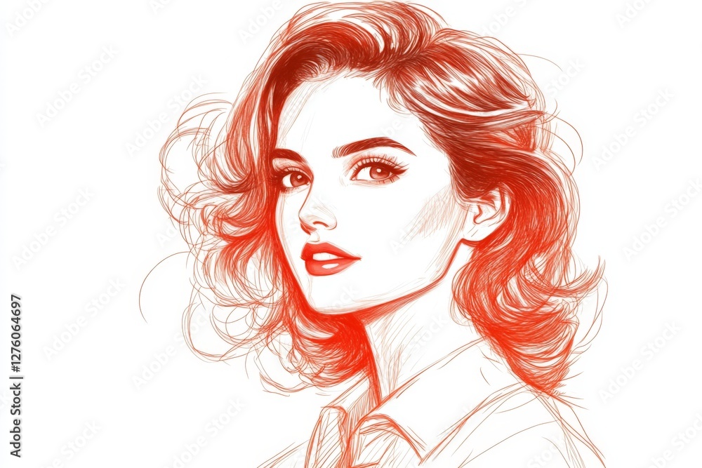 Captivating portrait of a woman with curly hair and bold features in a minimalist style Captivating portrait of a woman with curly hair and bold features in a minimalist style