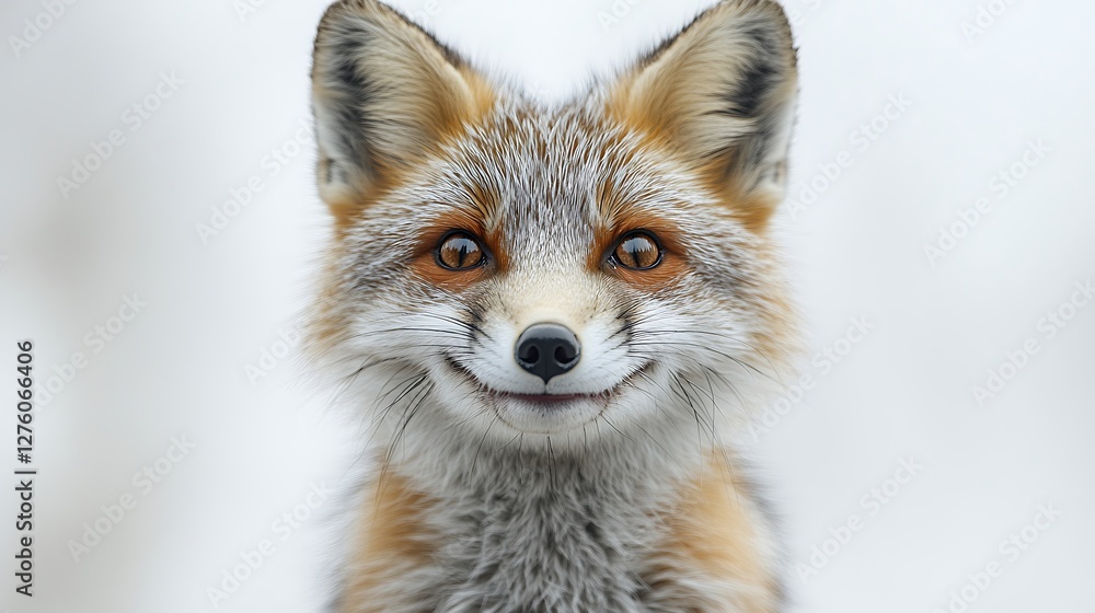 Smiling fox in snowy forest, portrait Smiling fox in snowy forest, portrait