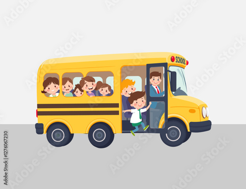 happy kids school bus illustration clipart background