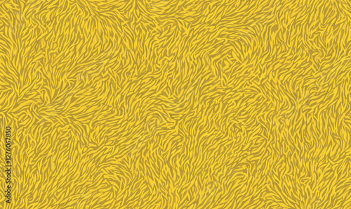 Top view on stylish fur textured in yellow color. Soft yellow fur and fluffy texture and natural wave patterns. Perfect for fashion, textile or creative background vector designs.