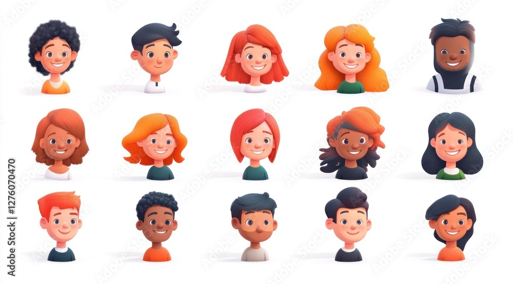 Smiling People Closeup Portrait Set Cute Cartoon Businessman Male and Female Avatars Multi-ethnic Man and Woman Faces Isolated on White Background Smiling People Closeup Portrait Set Cute Cartoon Businessman Male and Female Avatars Multi-ethnic Man and Woman Faces Isolated on White Background
