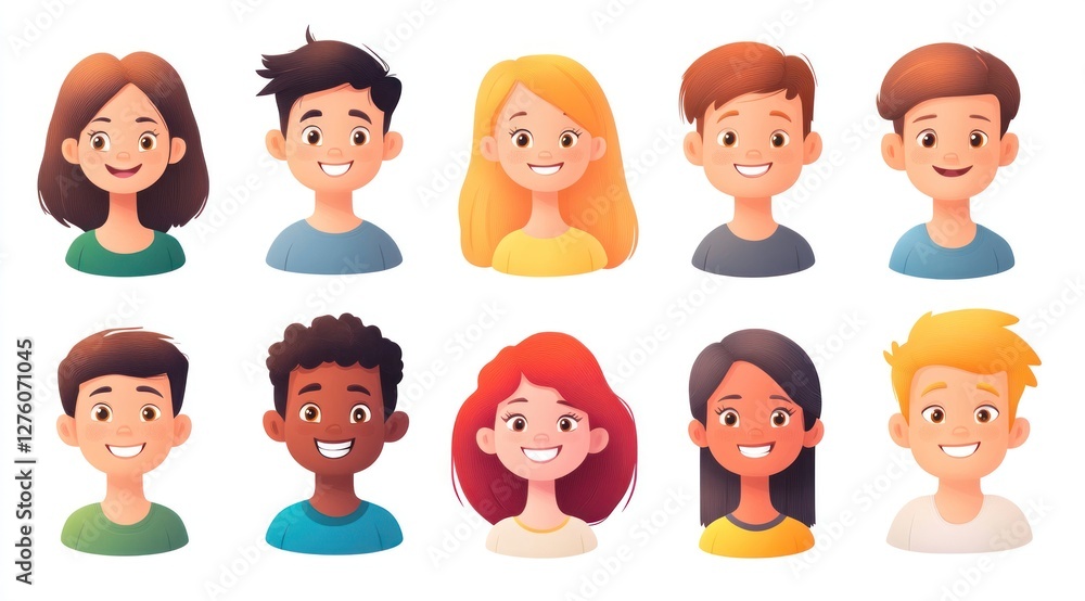 Smiling People Closeup Portrait Set Cute Cartoon Businessman Male and Female Avatars Multi-ethnic Man and Woman Faces Isolated on White Background Smiling People Closeup Portrait Set Cute Cartoon Businessman Male and Female Avatars Multi-ethnic Man and Woman Faces Isolated on White Background