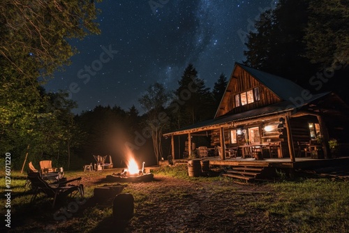 Digital detox experience at a rustic cabin retreat under the stars embracing nature relaxation and disconnection from technology in a serene wilderness environment