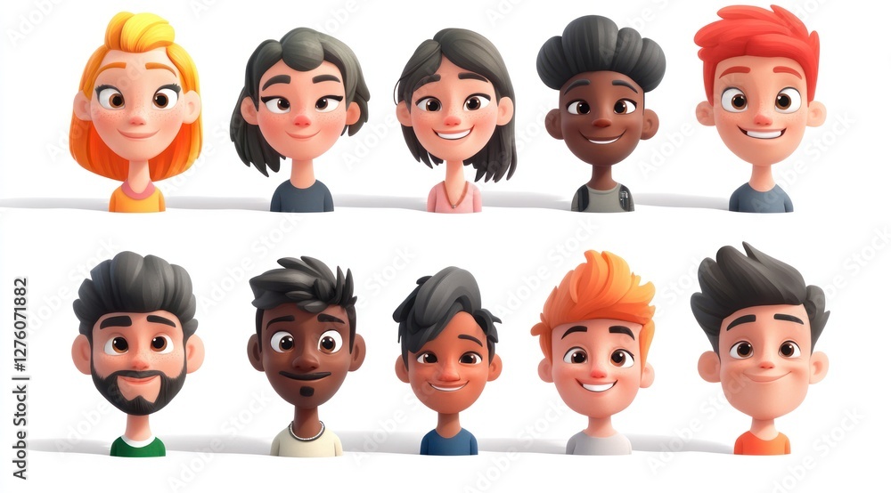 Smiling People Closeup Portrait Set Cute Cartoon Businessman Male and Female Avatars Multi-ethnic Man and Woman Faces Isolated on White Background Smiling People Closeup Portrait Set Cute Cartoon Businessman Male and Female Avatars Multi-ethnic Man and Woman Faces Isolated on White Background