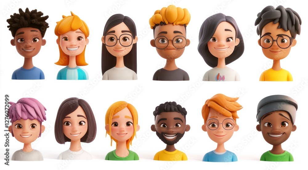 Smiling People Closeup Portrait Set Cute Cartoon Businessman Male and Female Avatars Multi-ethnic Man and Woman Faces Isolated on White Background Smiling People Closeup Portrait Set Cute Cartoon Businessman Male and Female Avatars Multi-ethnic Man and Woman Faces Isolated on White Background