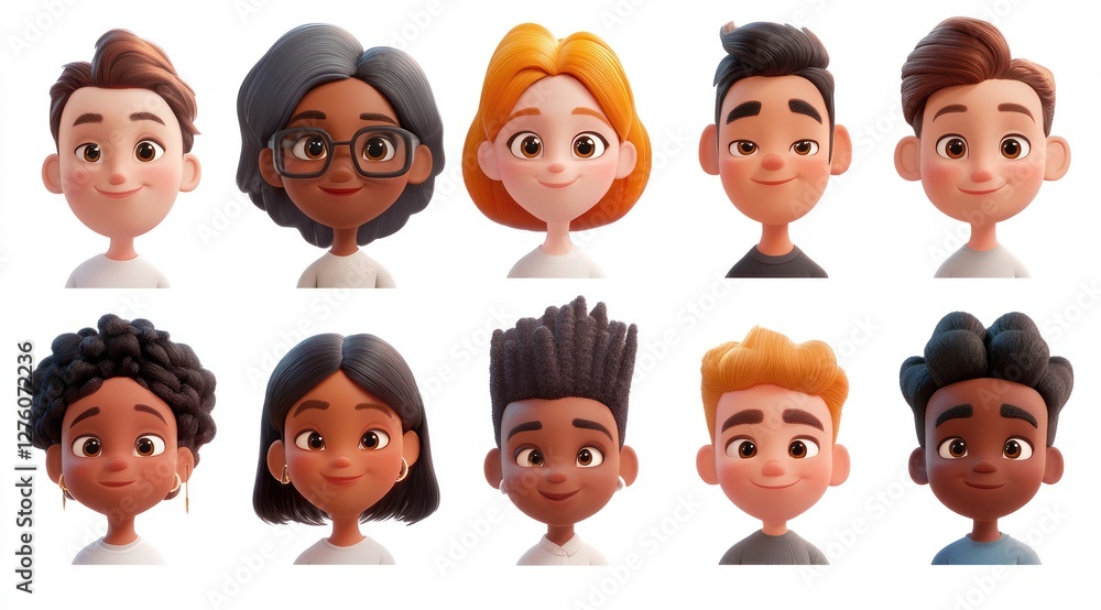 Smiling People Closeup Portrait Set Cute Cartoon Businessman Male and Female Avatars Multi-ethnic Man and Woman Faces Isolated on White Background Smiling People Closeup Portrait Set Cute Cartoon Businessman Male and Female Avatars Multi-ethnic Man and Woman Faces Isolated on White Background