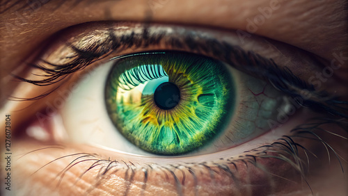 close up of a human green eye 