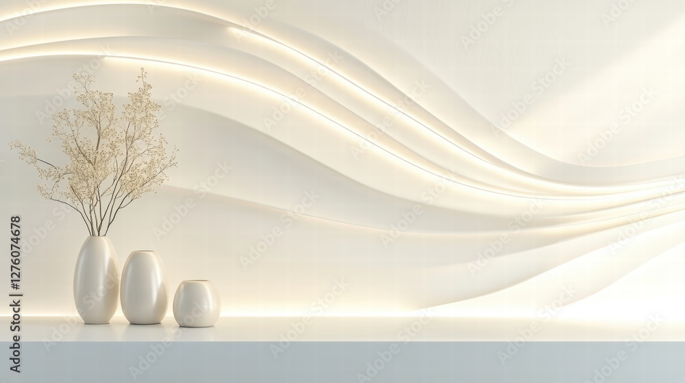 white minimalist interior design with flower arrangement white minimalist interior design with flower arrangement