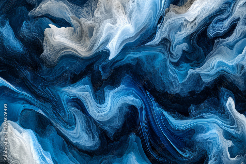 Obraz premium A mesmerizing ocean wave pattern with rolling deep blue currents, foam textures, and dynamic movement.