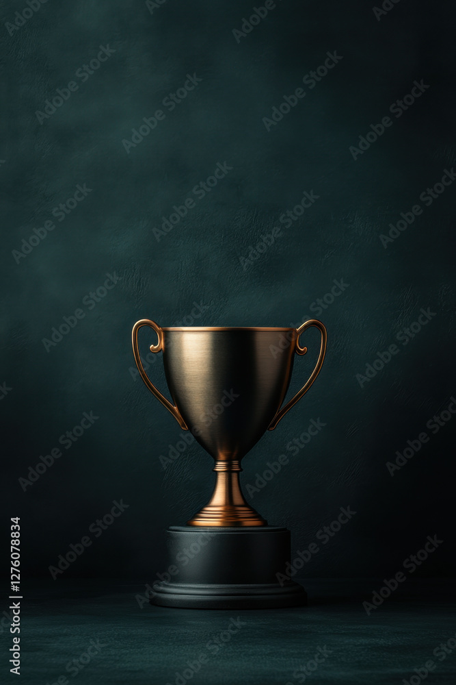 glossy golden trophy stands proudly against dark background, symbolizing achievement and success. Its elegant design captures essence of victory and celebration glossy golden trophy stands proudly against dark background, symbolizing achievement and success. Its elegant design captures essence of victory and celebration