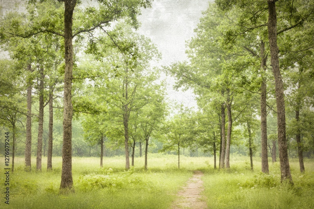 Lush Green Forest Pathway with Fresh Leaves and Soft Light Lush Green Forest Pathway with Fresh Leaves and Soft Light