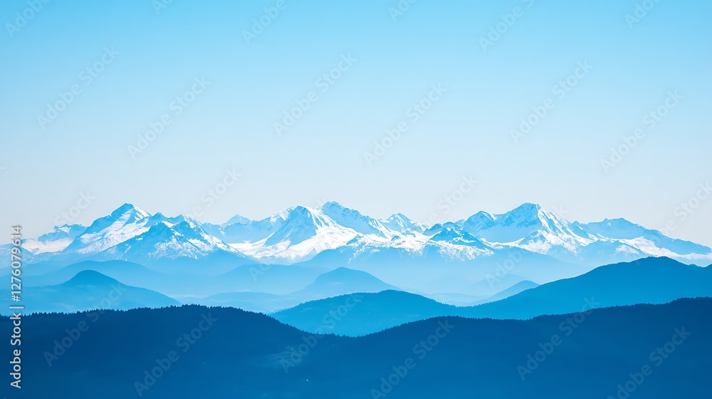 Serene Snowcapped Mountains Under a Clear Blue Sky Serene Snowcapped Mountains Under a Clear Blue Sky