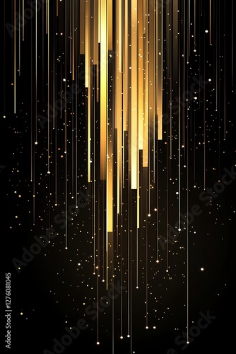 Gold streaks falling on dark background