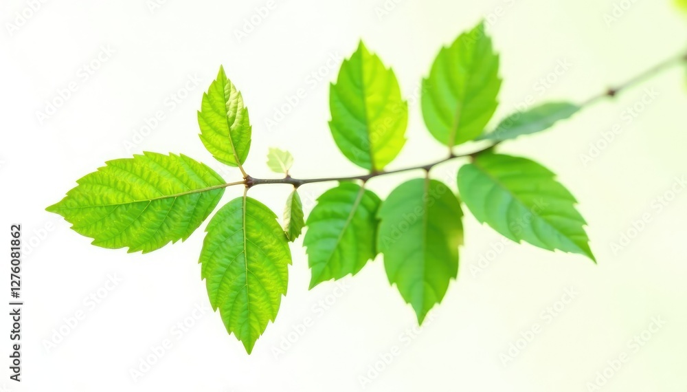 Green leafy branch isolated on white background, stem, nature Green leafy branch isolated on white background, stem, nature