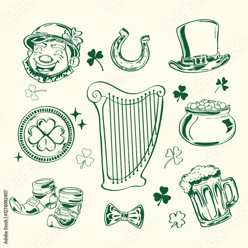 set of st patrick's day icons