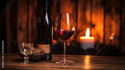 Wallpaper Mural bottle red wine glass on table Torontodigital.ca