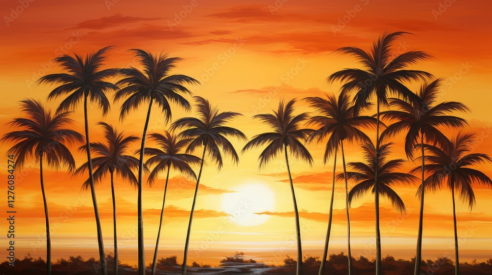 Obraz premium sunsilhouette palm tree home