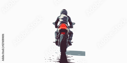 Illustration of a sports motorcycle. Motorcycle racer. Motorcyclist. Riding a motorcycle.