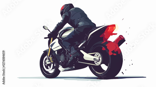 Illustration of a sports motorcycle. Motorcycle racer. Motorcyclist. Riding a motorcycle.
