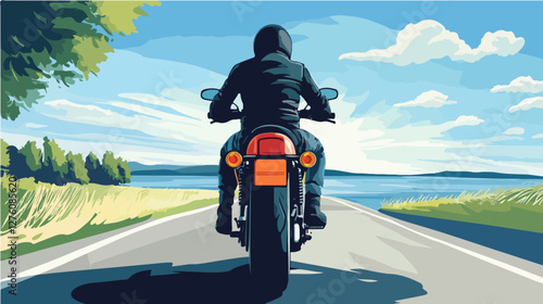 Illustration of a sports motorcycle. Motorcycle racer. Motorcyclist. Riding a motorcycle.