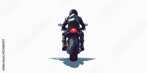 Illustration of a sports motorcycle. Motorcycle racer. Motorcyclist. Riding a motorcycle.