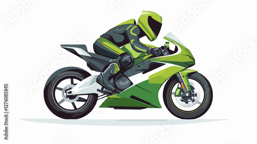 Illustration of a sports motorcycle. Motorcycle racer. Motorcyclist. Riding a motorcycle.