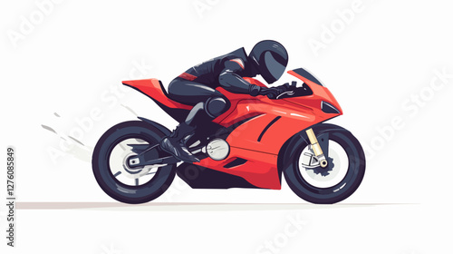 Illustration of a sports motorcycle. Motorcycle racer. Motorcyclist. Riding a motorcycle.