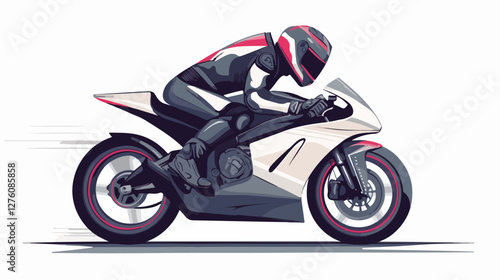 Illustration of a sports motorcycle. Motorcycle racer. Motorcyclist. Riding a motorcycle.