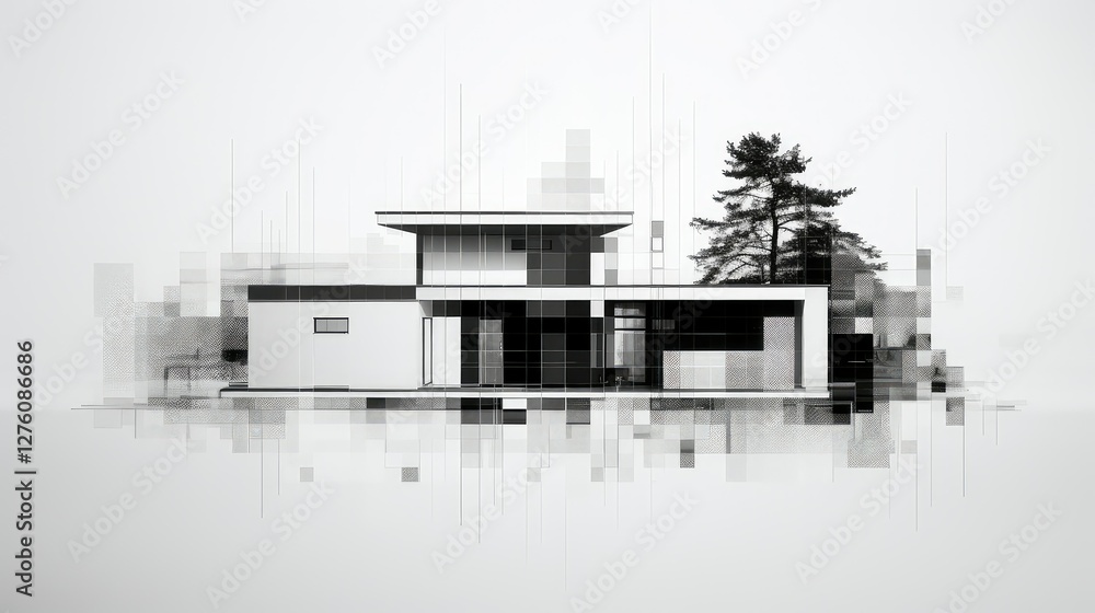 Fototapeta premium style pixelated house