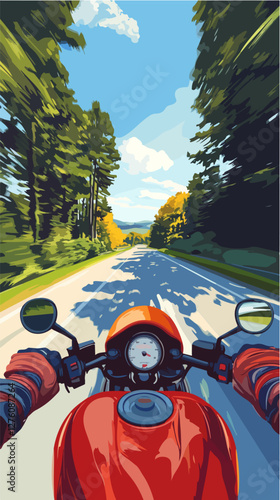 Illustration of a sports motorcycle. Motorcycle racer. Motorcyclist. Riding a motorcycle.