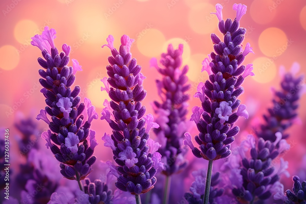 Lavender Blooms Against Soft Bokeh Background for Tranquil Nature Design Lavender Blooms Against Soft Bokeh Background for Tranquil Nature Design