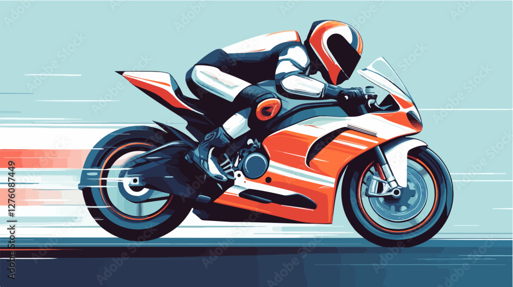 Fototapeta premium Illustration of a sports motorcycle. Motorcycle racer. Motorcyclist. Riding a motorcycle.